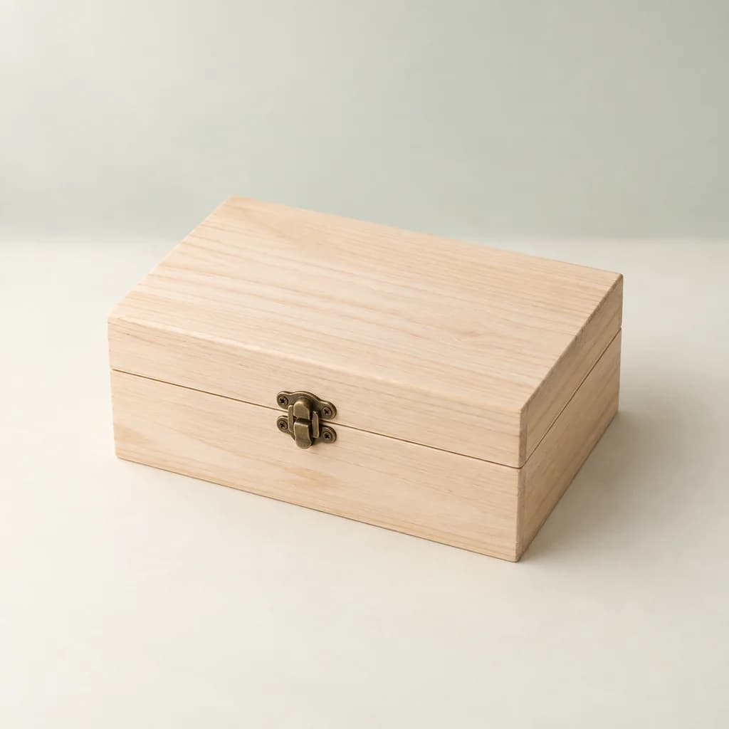 Coffret fermé en bois clair à personnaliser