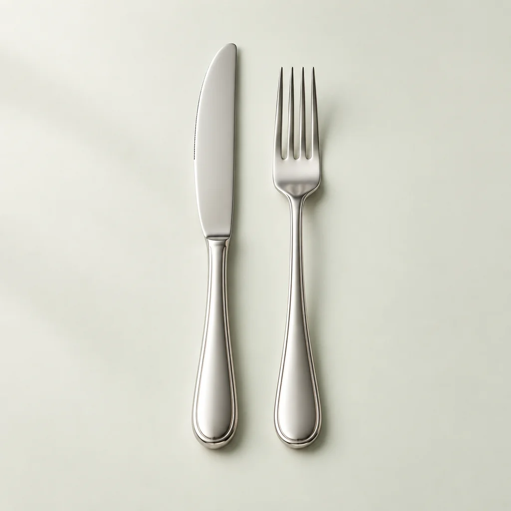Ensemble de deux couverts, couteau et fourchette