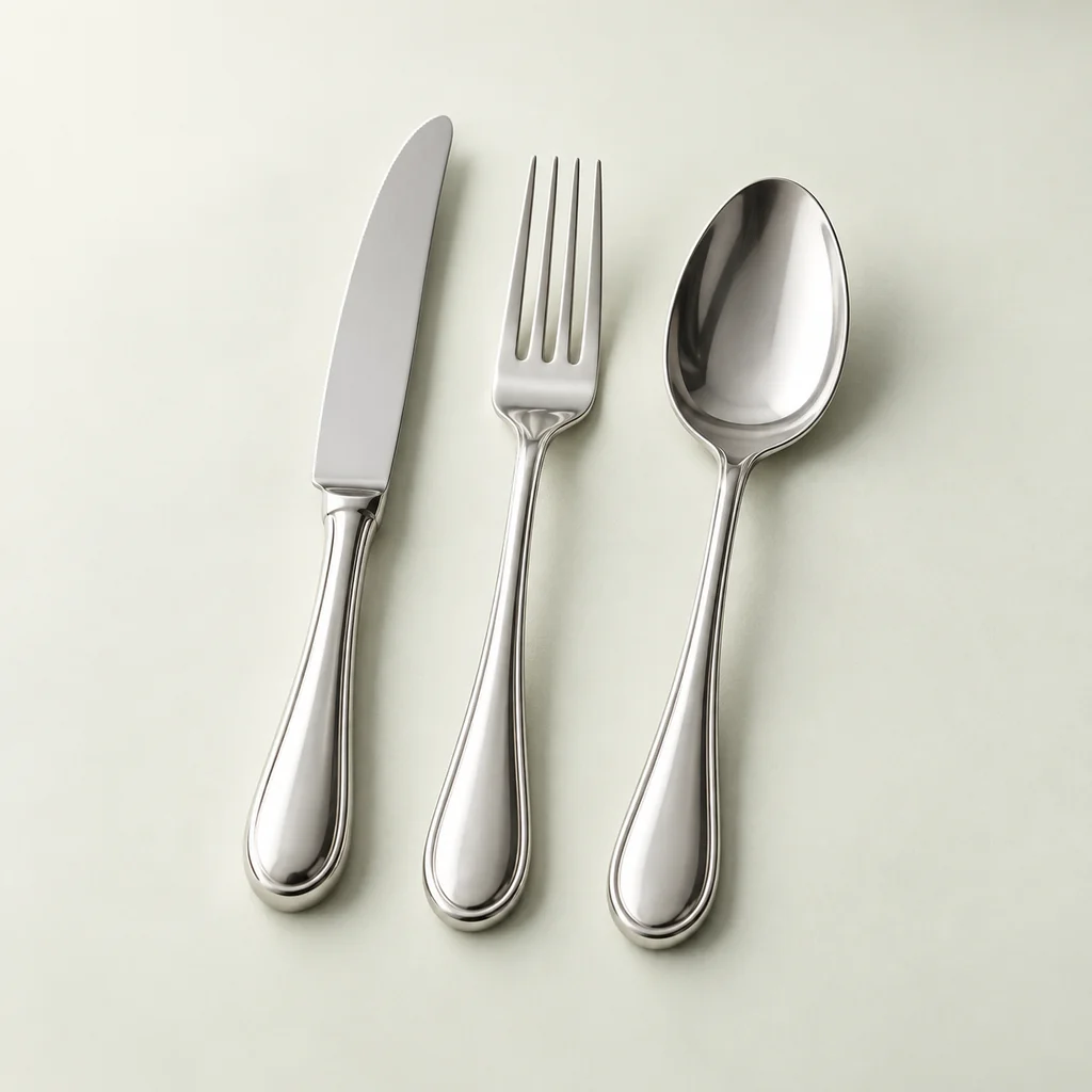 Ensemble de trois couverts, couteau, fourchette et cuillère