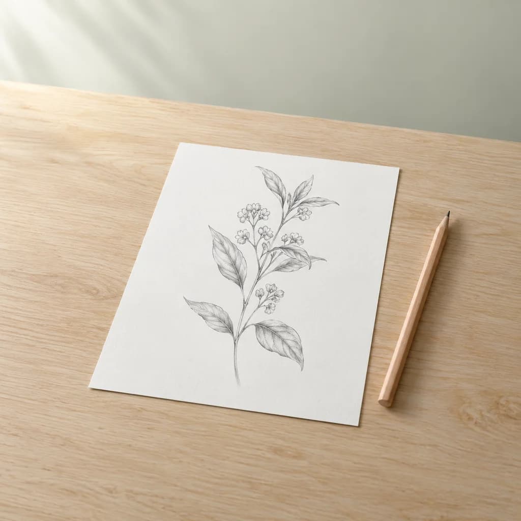 Dessin préparatoire d’un motif de gravure sur un bureau