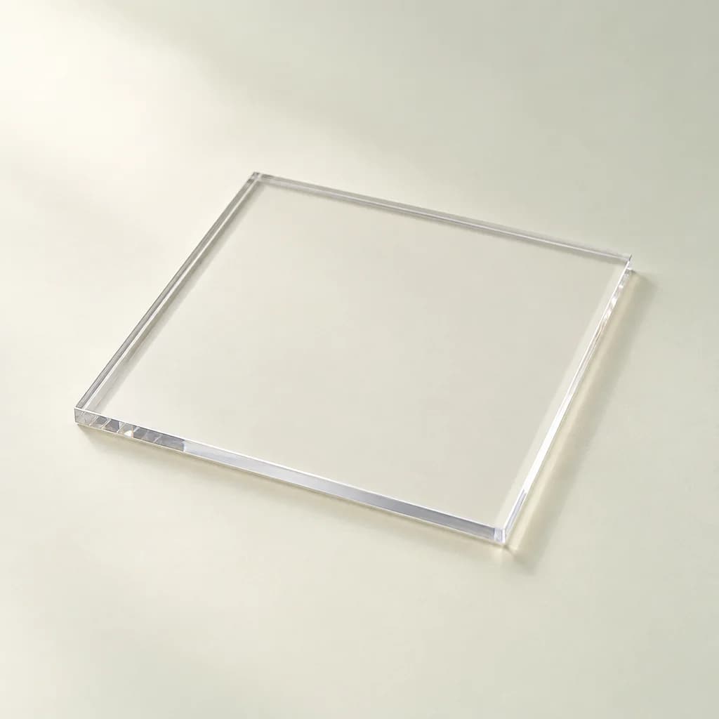 Plaque carrée transparente en acrylique, sans socle